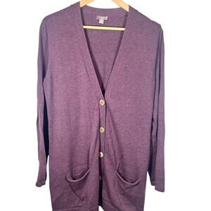 J.Jill Mauve Long Sleeve V Neck Cardigan with Front Pockets Size Medium